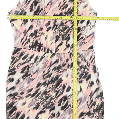 Gap Women Pink Animal Print Sleeveless Pencil Dress UK 10