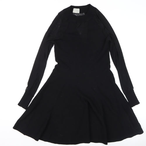 Instant Vintage Women Black Knit Fit & Flare Dress M