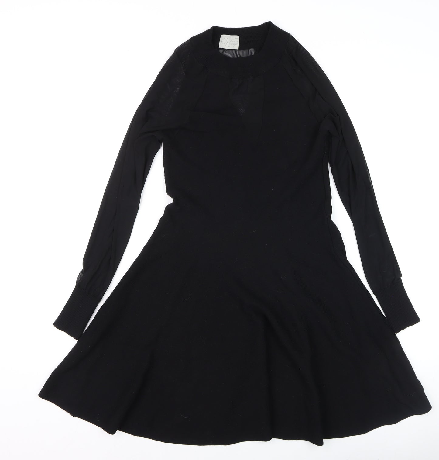 Instant Vintage Women Black Knit Fit & Flare Dress M
