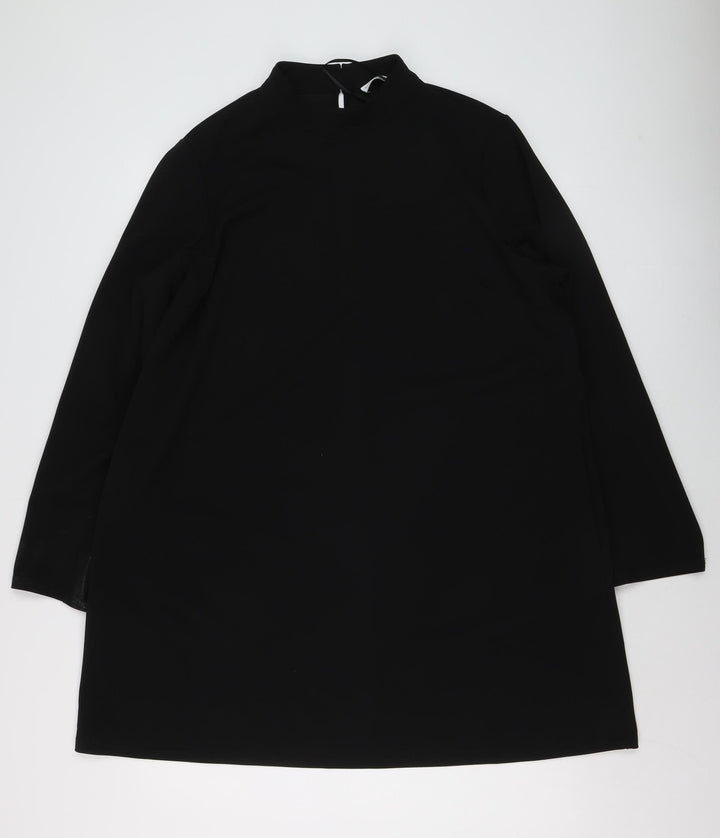 Gallery Women’s Black XL Shift Dress Long Sleeve High Neck