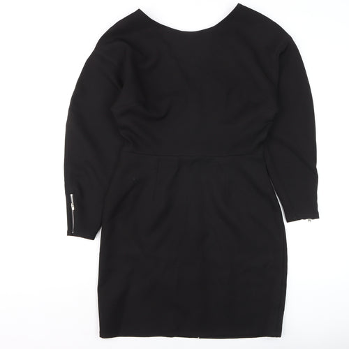 ASOS Women Black Size 10 Sheath Knee Length Long Sleeve Dress