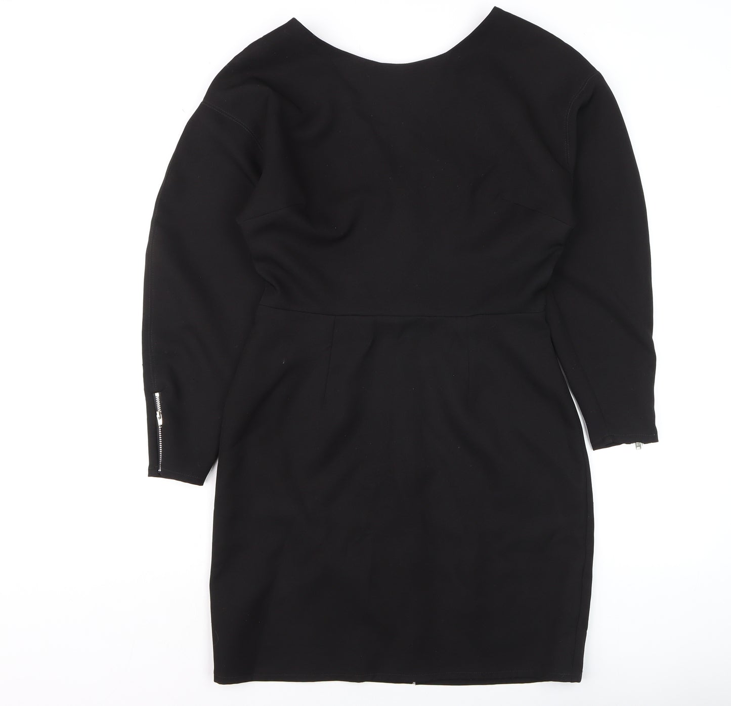 ASOS Women Black Size 10 Sheath Knee Length Long Sleeve Dress