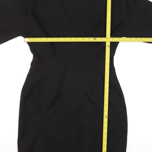 ASOS Women Black Size 10 Sheath Knee Length Long Sleeve Dress