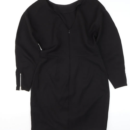 ASOS Women Black Size 10 Sheath Knee Length Long Sleeve Dress