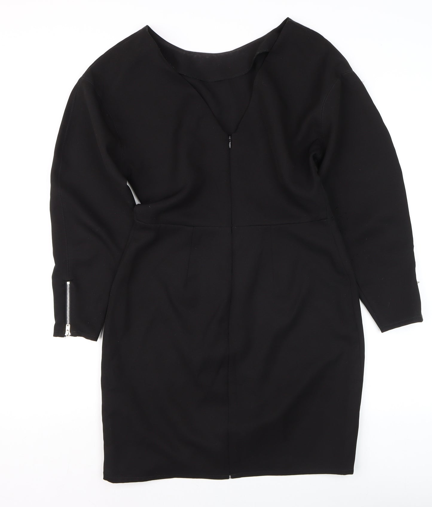 ASOS Women Black Size 10 Sheath Knee Length Long Sleeve Dress