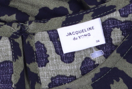 Jacqueline de Yong Women's Green Leopard Print A-Line Knee Length Dress Size 8