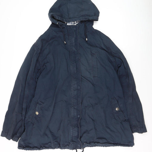Yours Clothing Womens Blue Hooded Cotton Parka Jacket Size 22
