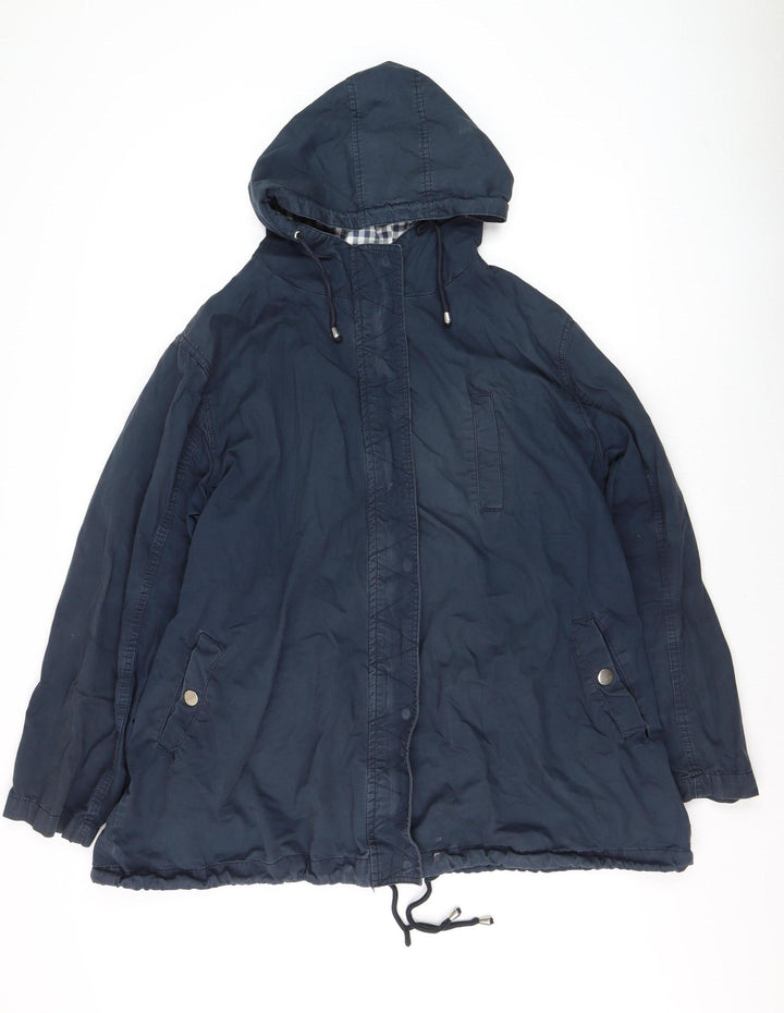 Yours Clothing Womens Blue Hooded Cotton Parka Jacket Size 22