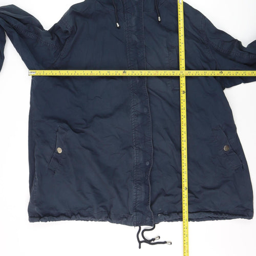 Yours Clothing Womens Blue Hooded Cotton Parka Jacket Size 22