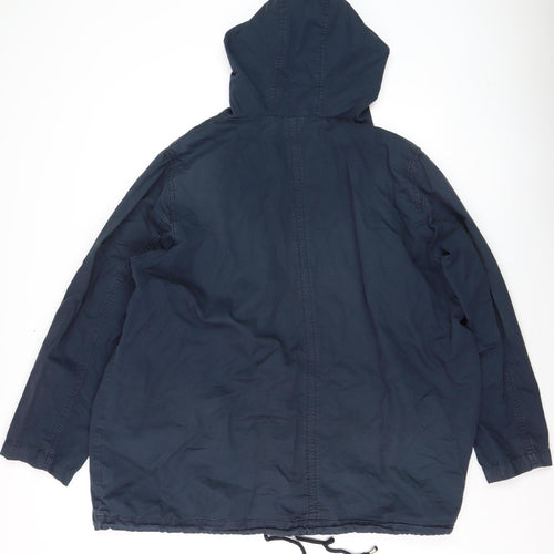 Yours Clothing Womens Blue Hooded Cotton Parka Jacket Size 22