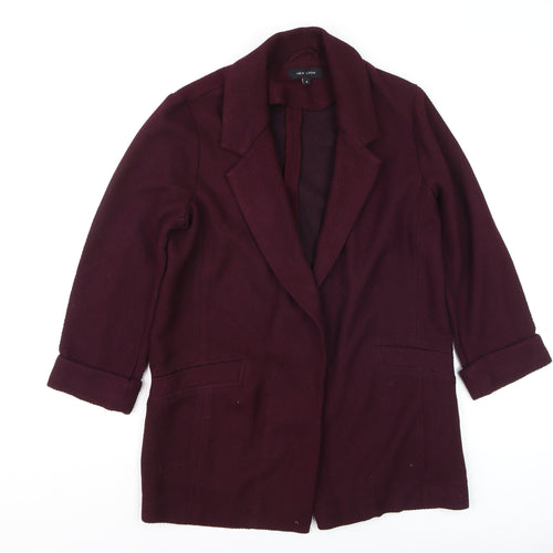 New Look Women's Purple Blazer Jacket Size 8 Mid Length 3/4 Sleeve