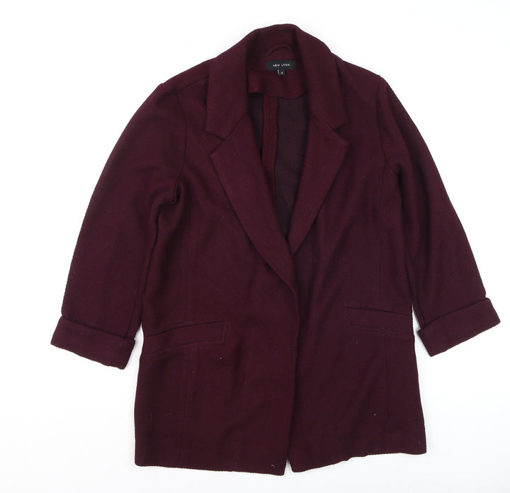 New Look Women's Purple Blazer Jacket Size 8 Mid Length 3/4 Sleeve