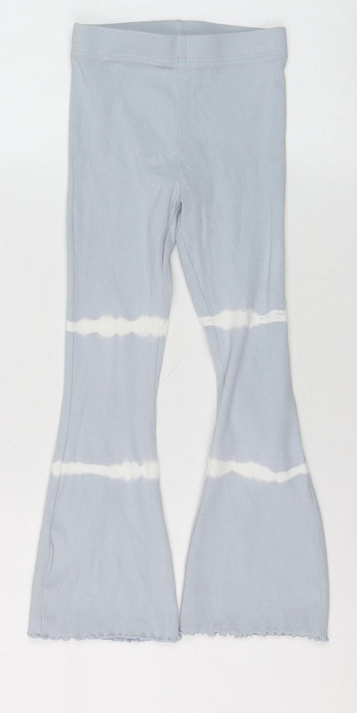 Marks and Spencer Girls Grey Tie Dye Ribbed Ankle Leggings 6 Years