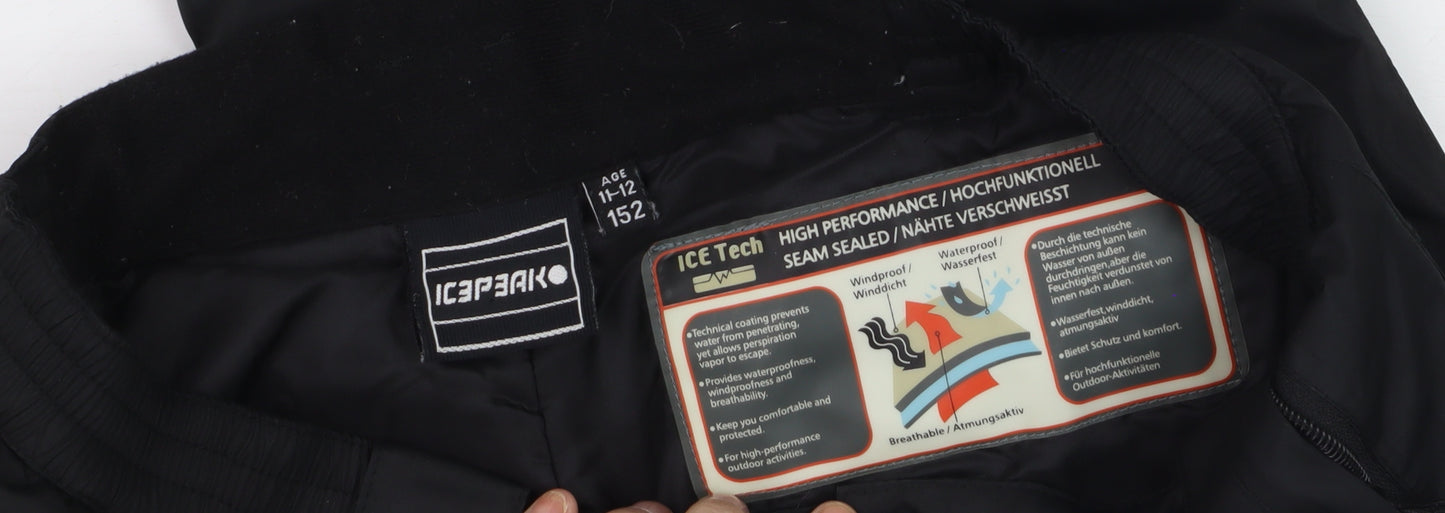 Icepeak Boys Black 11-12 Years Waterproof Insulated Snow Pants