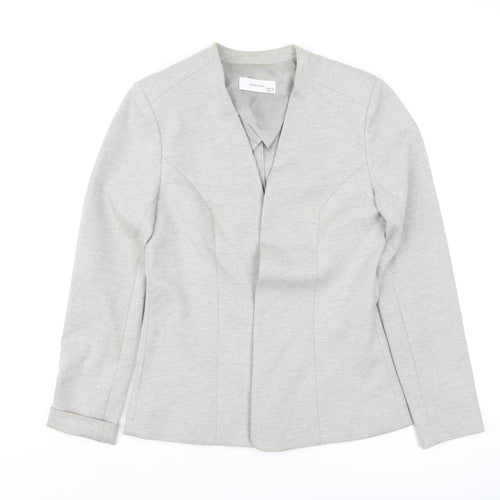 Reserved Women’s Grey Slim Fit Collarless Blazer Size 12