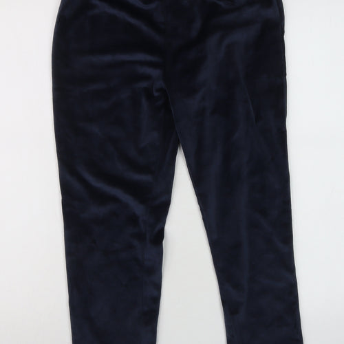 Lipsy Girls Navy Blue Velour Jogger Trousers 11-12 Years Soft Elastic Waist