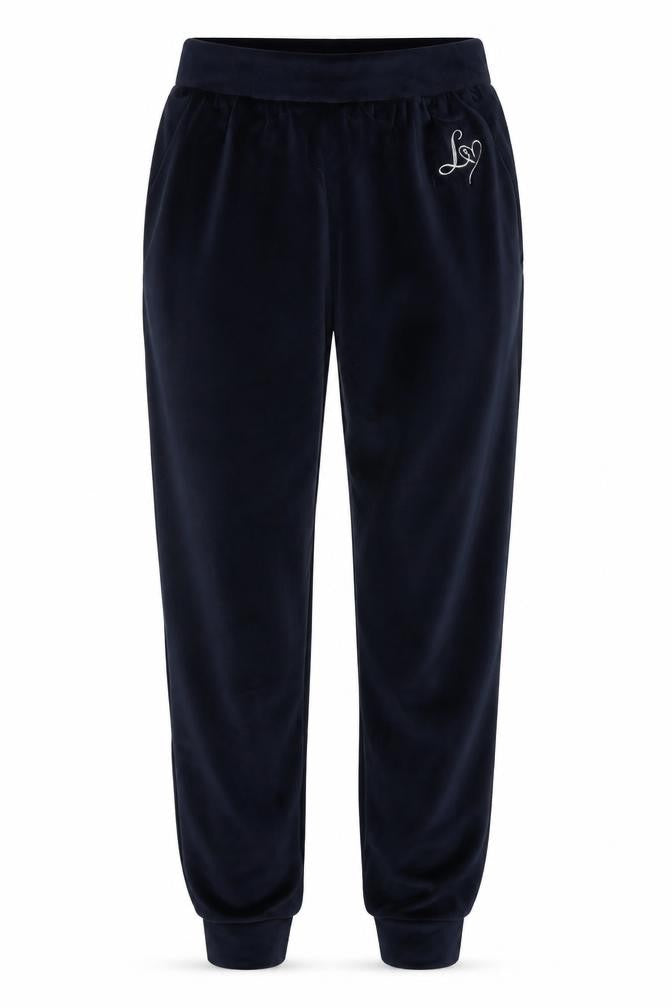 Lipsy Girls Navy Blue Velour Jogger Trousers 11-12 Years Soft Elastic Waist