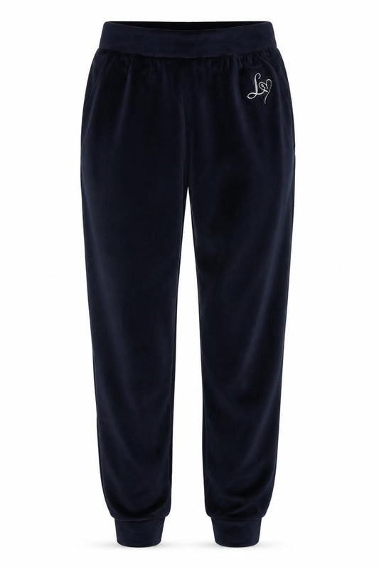 Lipsy Girls Navy Blue Velour Jogger Trousers 11-12 Years Soft Elastic Waist