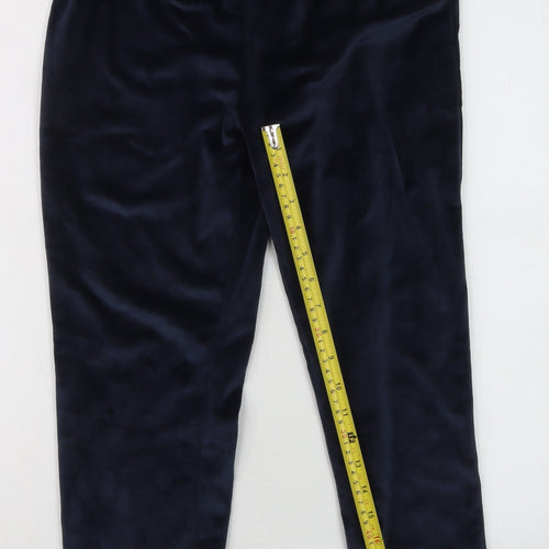 Lipsy Girls Navy Blue Velour Jogger Trousers 11-12 Years Soft Elastic Waist