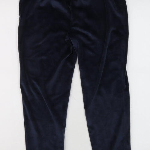 Lipsy Girls Navy Blue Velour Jogger Trousers 11-12 Years Soft Elastic Waist