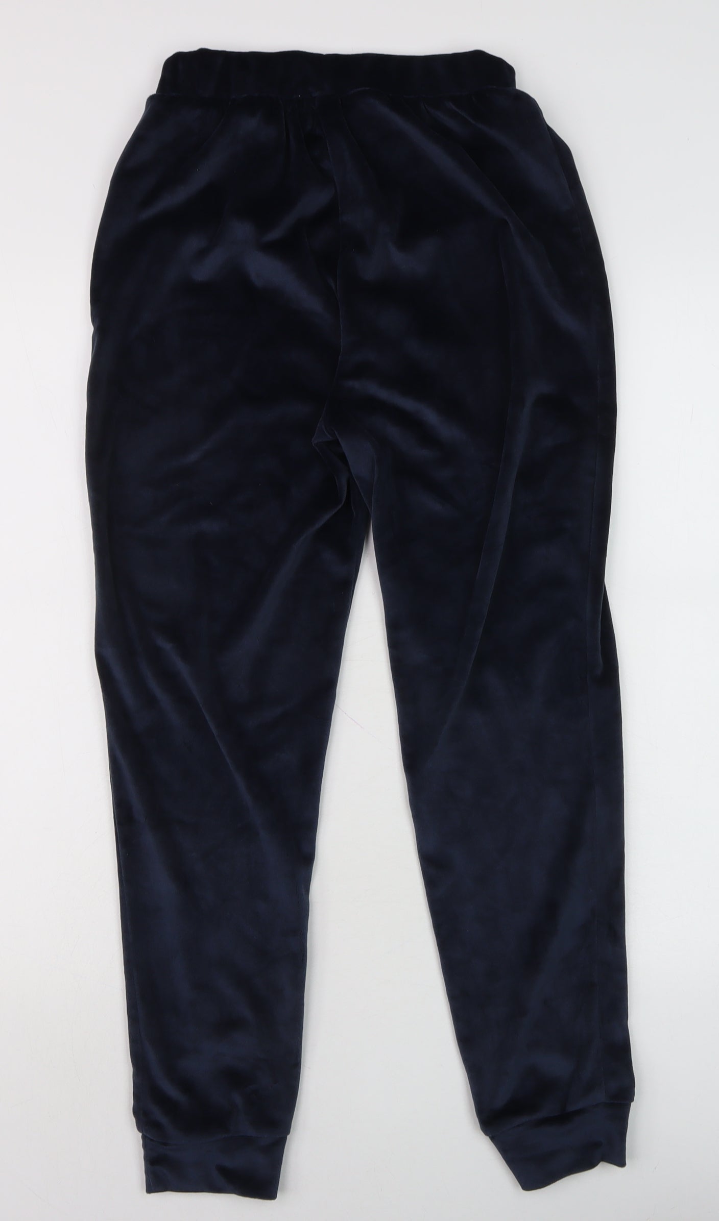 Lipsy Girls Navy Blue Velour Jogger Trousers 11-12 Years Soft Elastic Waist