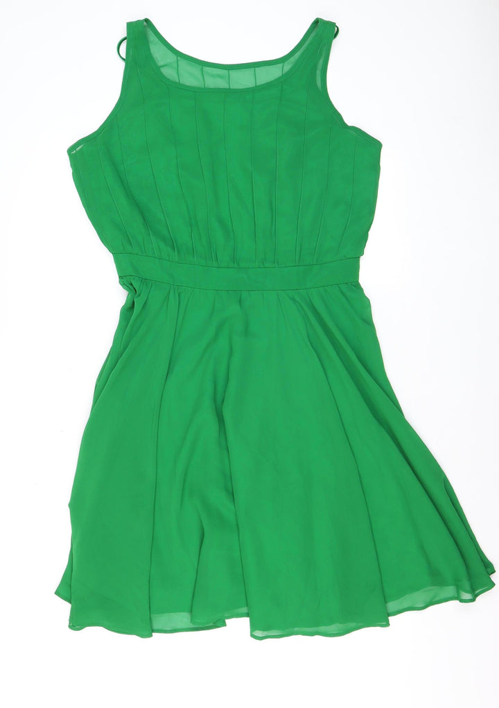 T.A.G. Womens Green Fit & Flare Sleeveless Knee Dress XL