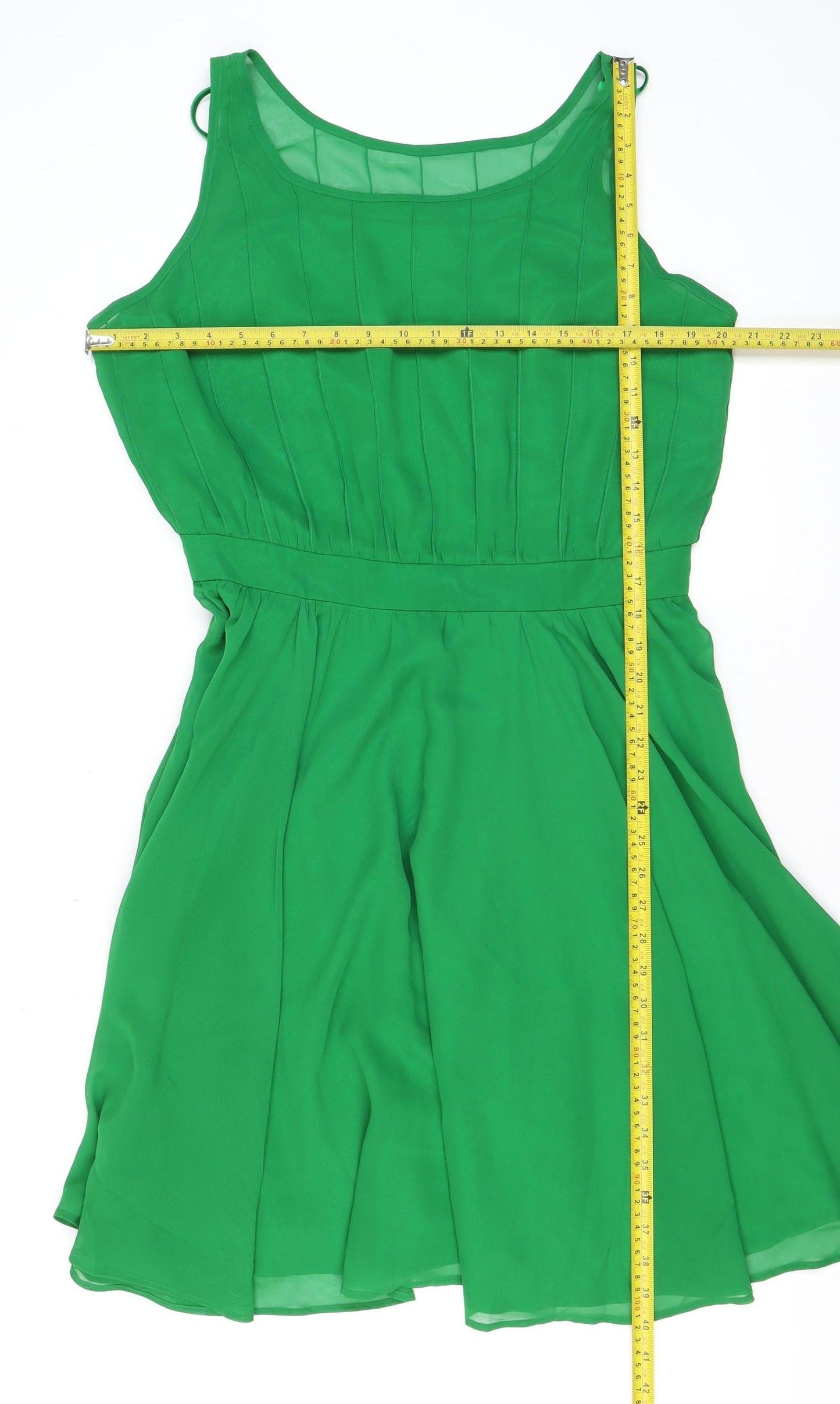 T.A.G. Womens Green Fit & Flare Sleeveless Knee Dress XL