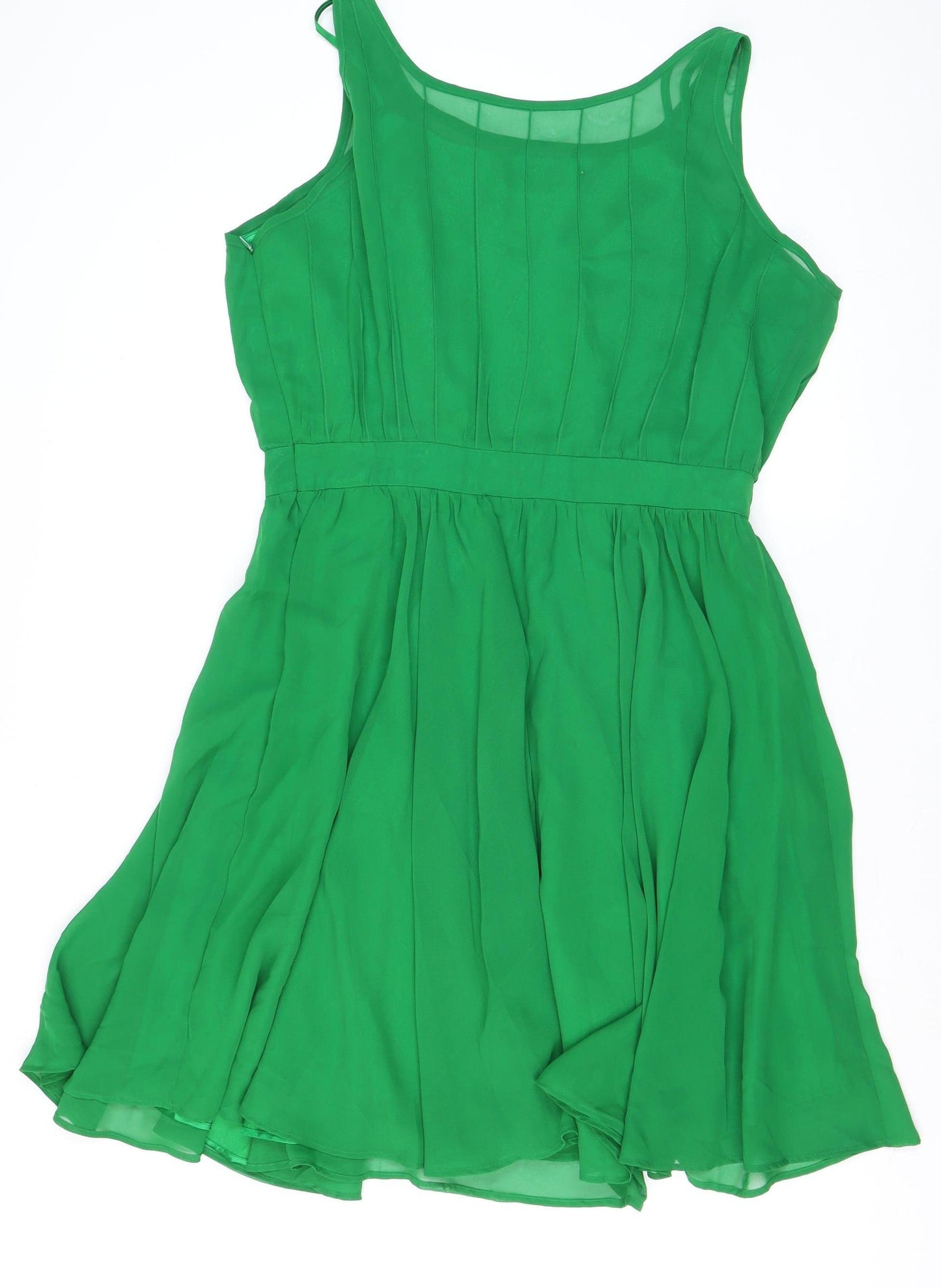 T.A.G. Womens Green Fit & Flare Sleeveless Knee Dress XL