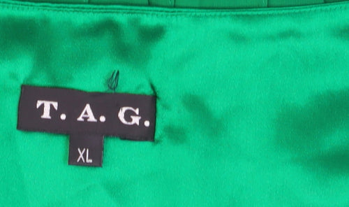 T.A.G. Womens Green Fit & Flare Sleeveless Knee Dress XL