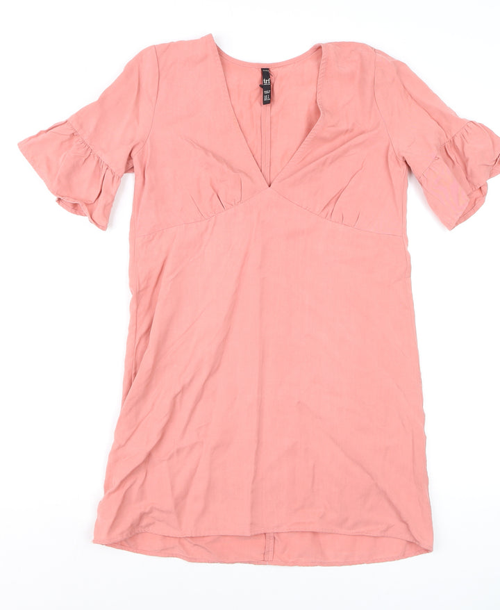Zara Women Pink Short Sleeve Shift Dress Size 8