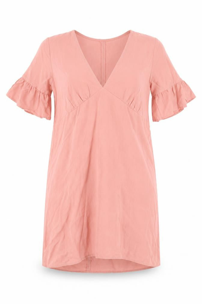 Front view of Zara Women Pink Short Sleeve Shift Dress, size 8