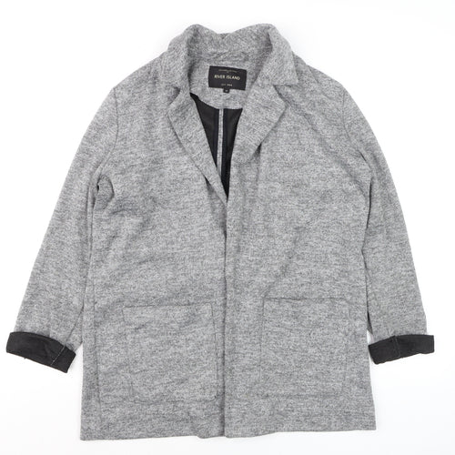 River Island Women Grey Size 12 Cotton Blend Knit Coatigan