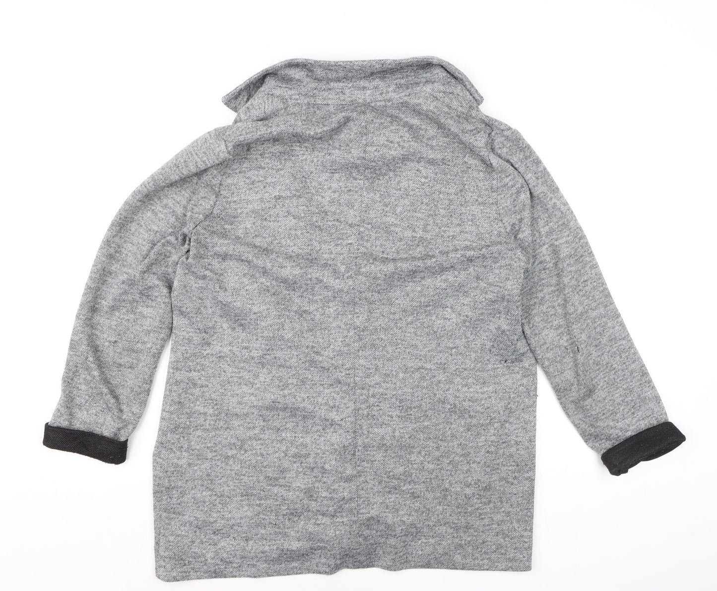 River Island Women Grey Size 12 Cotton Blend Knit Coatigan