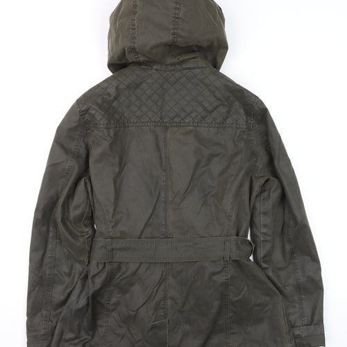Marks and Spencer Women Khaki Waxed Hooded Parka Jacket Size 12