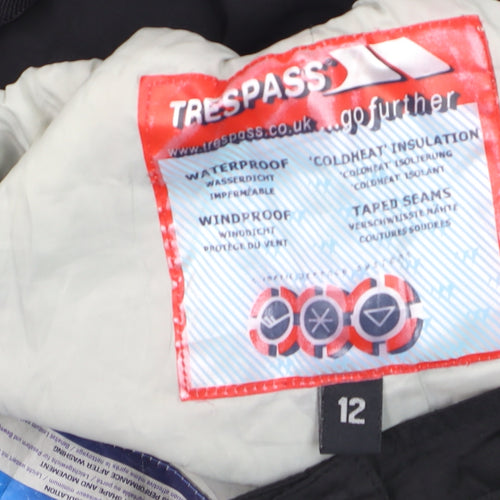 Trespass Womens Black Snow Pants Size 12 Waterproof Insulated Winter Trousers