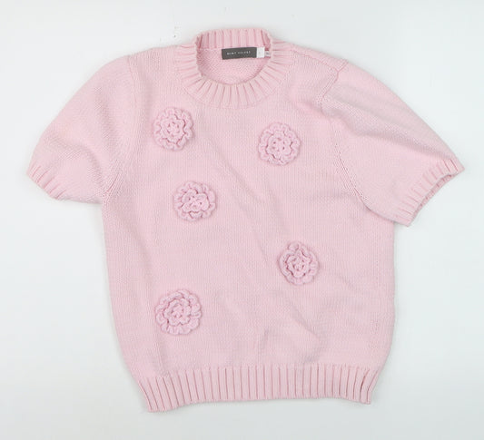 Mint Velvet Women Pink Short Sleeve Crew Neck Knit Jumper Size S