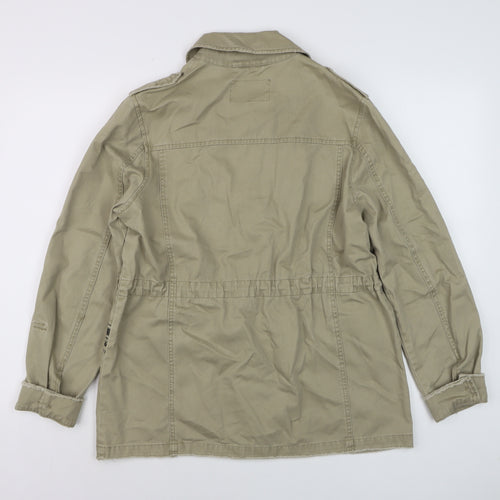 River Island Womens Beige Military Jacket Size 12 Cotton Embroidered