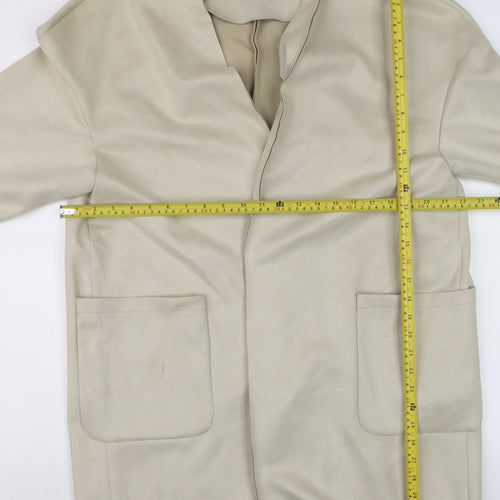 Zara Women Beige Relaxed Fit Open Front Coatigan Size 16