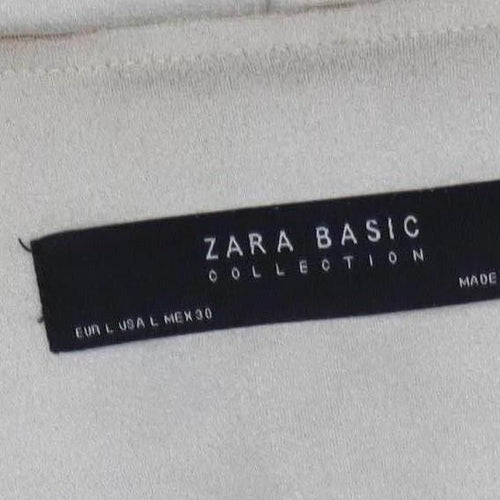 Zara Women Beige Relaxed Fit Open Front Coatigan Size 16