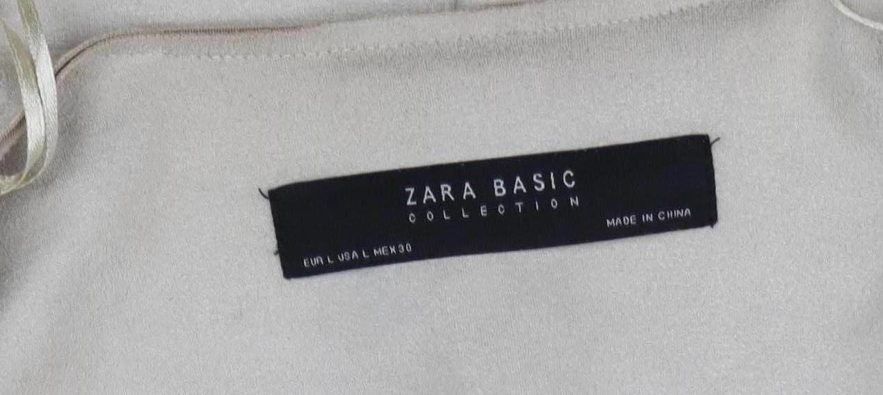 Zara Women Beige Relaxed Fit Open Front Coatigan Size 16