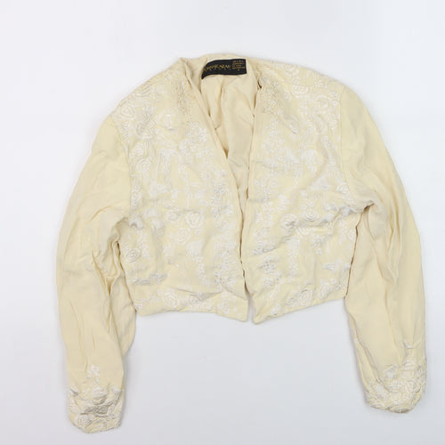 Donna Karan Women’s Ivory Silk Embroidered Cropped Blazer Jacket Size 2
