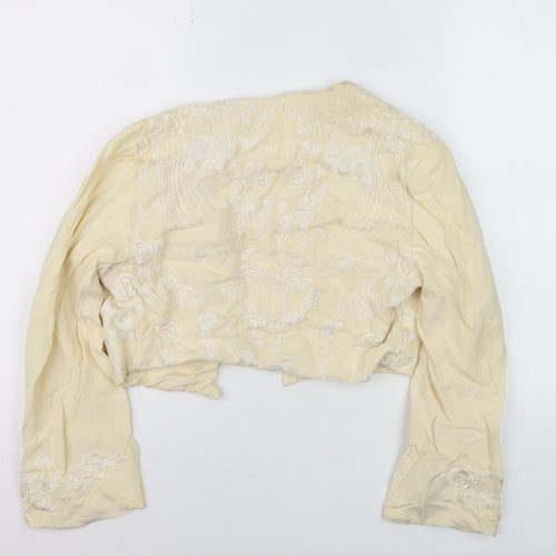 Donna Karan Women’s Ivory Silk Embroidered Cropped Blazer Jacket Size 2