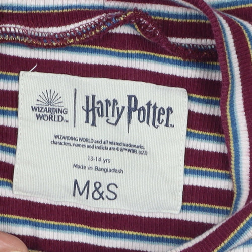 Marks and Spencer Girls Harry Potter Multicoloured Striped Long Sleeve Mock Neck T-Shirt 13-14 Years