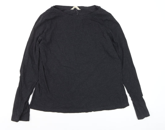 Seasalt Cornwall Women Black Long Sleeve Organic Cotton T-Shirt UK 16