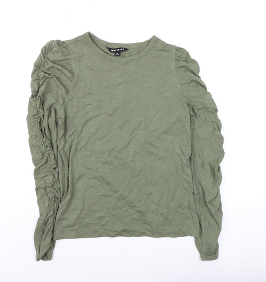 Whistles Women's Green Long Sleeve Crew Neck Jersey Top Size 10