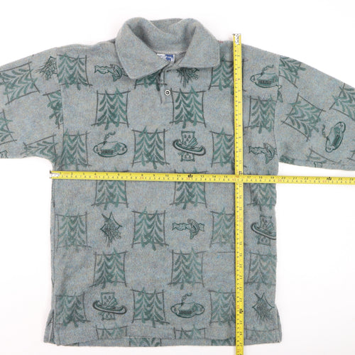 AUG Boys Grey Graphic Collared Pullover Jumper Size M - Acrylic Blend