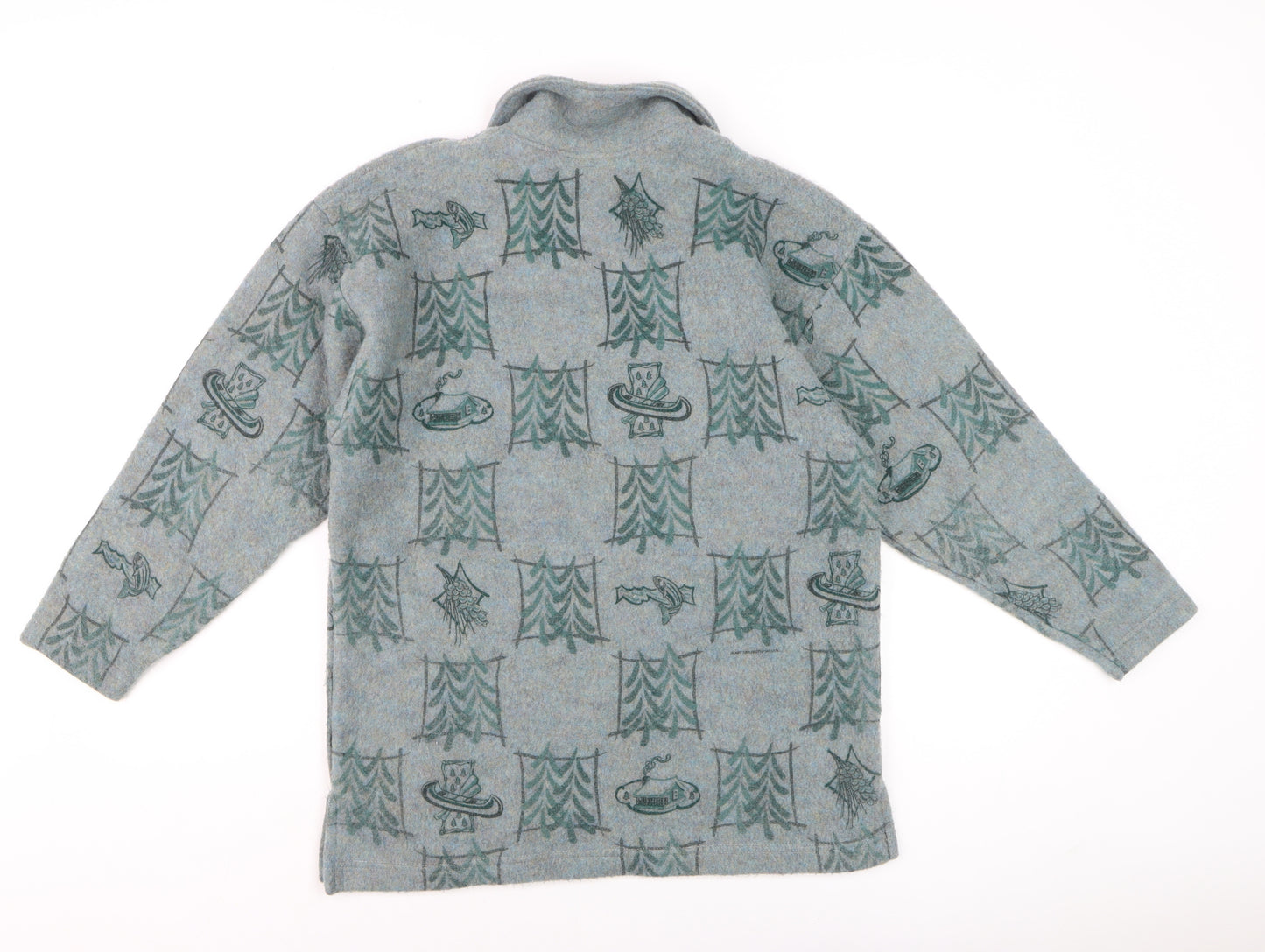 AUG Boys Grey Graphic Collared Pullover Jumper Size M - Acrylic Blend