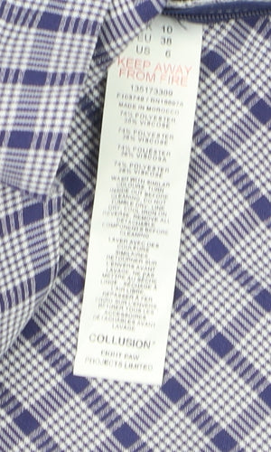 Collusion Womens Blue Check Pleated Wrap Skirt Size 10