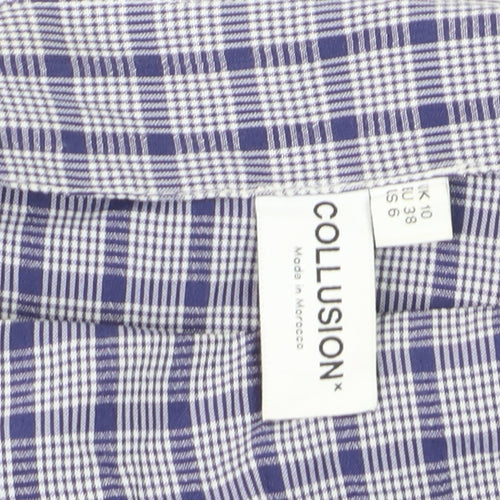 Collusion Womens Blue Check Pleated Wrap Skirt Size 10