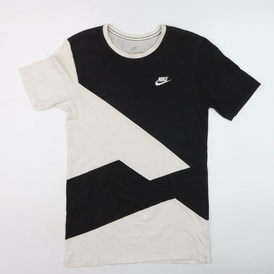Nike Men's Black White Athletic Fit Colourblock T-Shirt XS